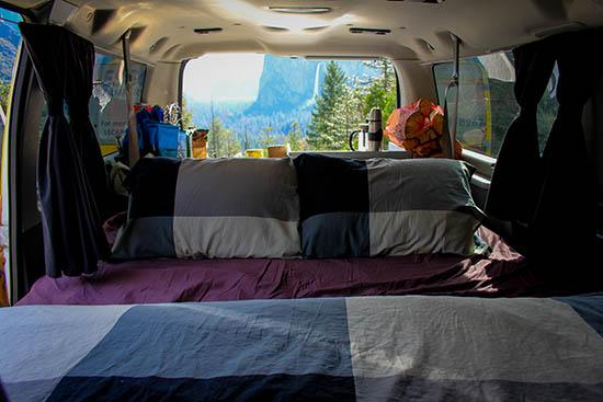 Mavericks Campervan sleeping inside 2